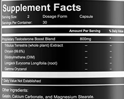 MN StrongMen Supplement Facts