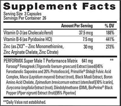 Performix Super Male T Supplement Facts