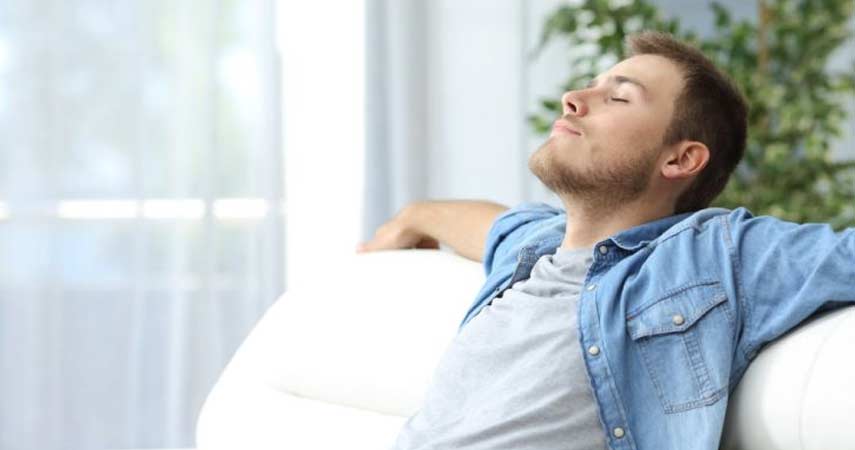 Portrait Casual Tired Man Resting Sitting