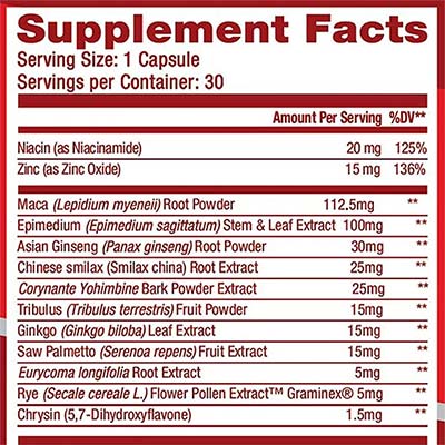 Vigor Labs Ball Refill Supplement Facts